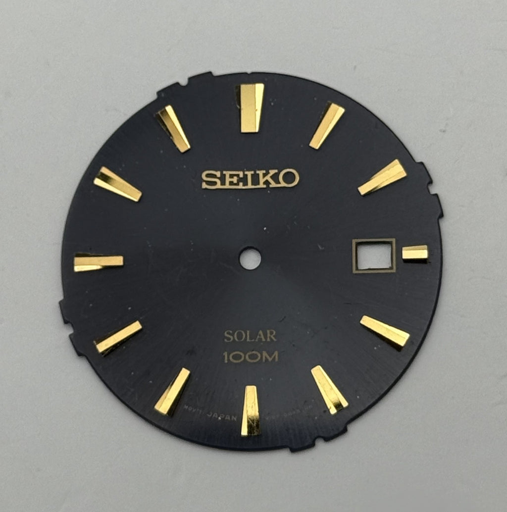 Seiko V157-0AY8 Watch Dial Solar 100M Black Japan Spare Parts Repair 31.4mm