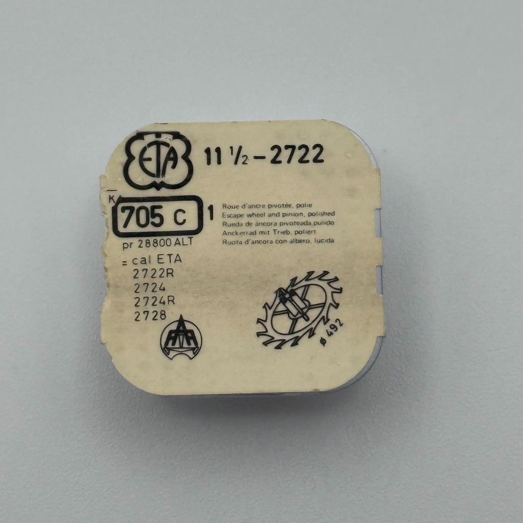 ETA 2722 Escape Wheel & Pinion - 11 1/2 - 705 - New Old Stock - Watch Parts