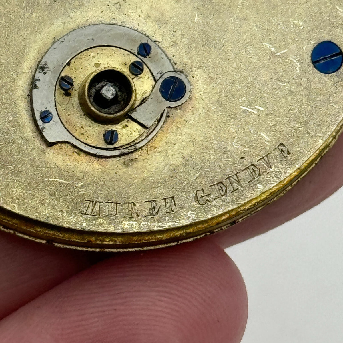 Antique Pocket Watch Movement Key Wound Muret Geneve Parts Repair Spares 47.6mm