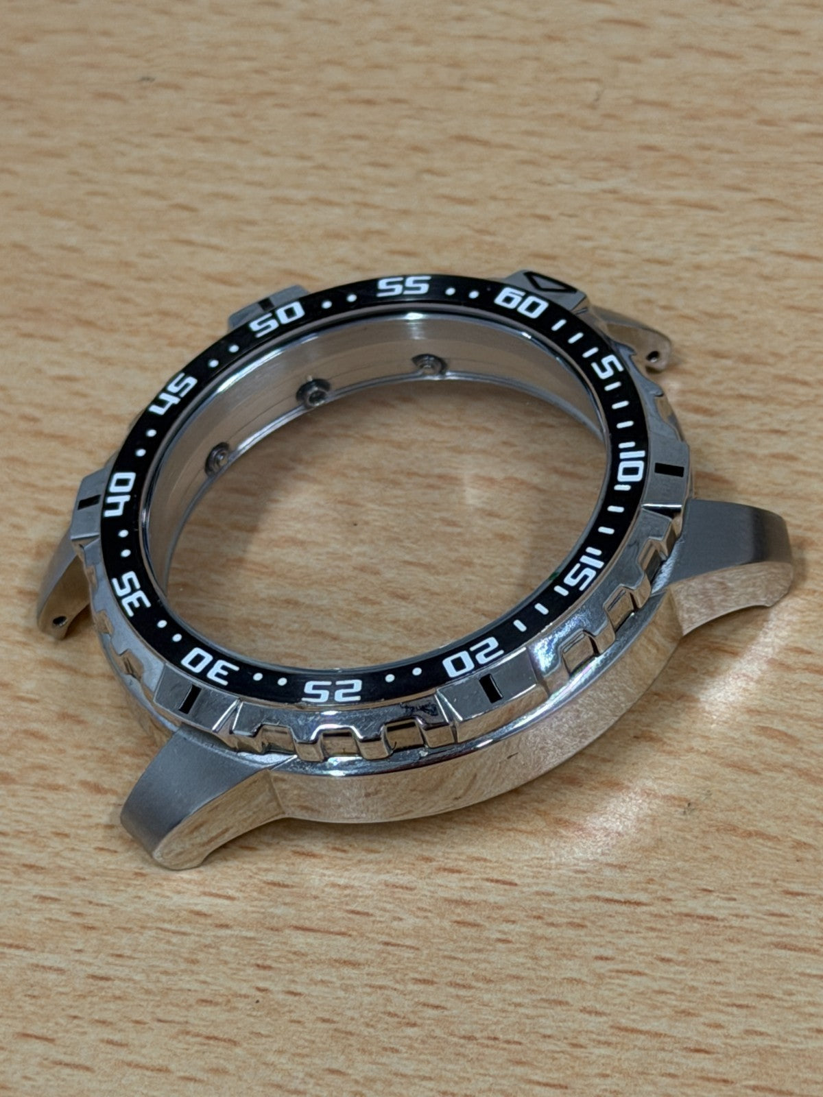 Seiko Chronograph Watch Case - Black Bezel - New Old Stock - 49mm