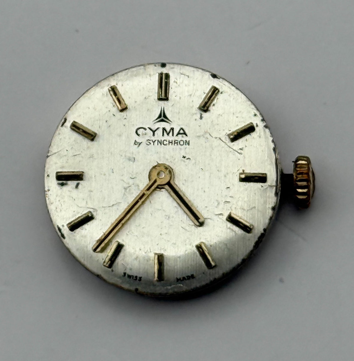 Cyma Synchron Cal 13 Watch Movement Swiss 17 Jewels Vintage Parts Repair 17.4mm