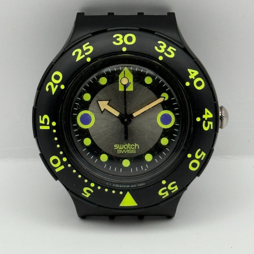 Vintage Swatch Scuba 200 Watch SDB102 Shamu Black Wave 1991 Swiss 40mm Parts