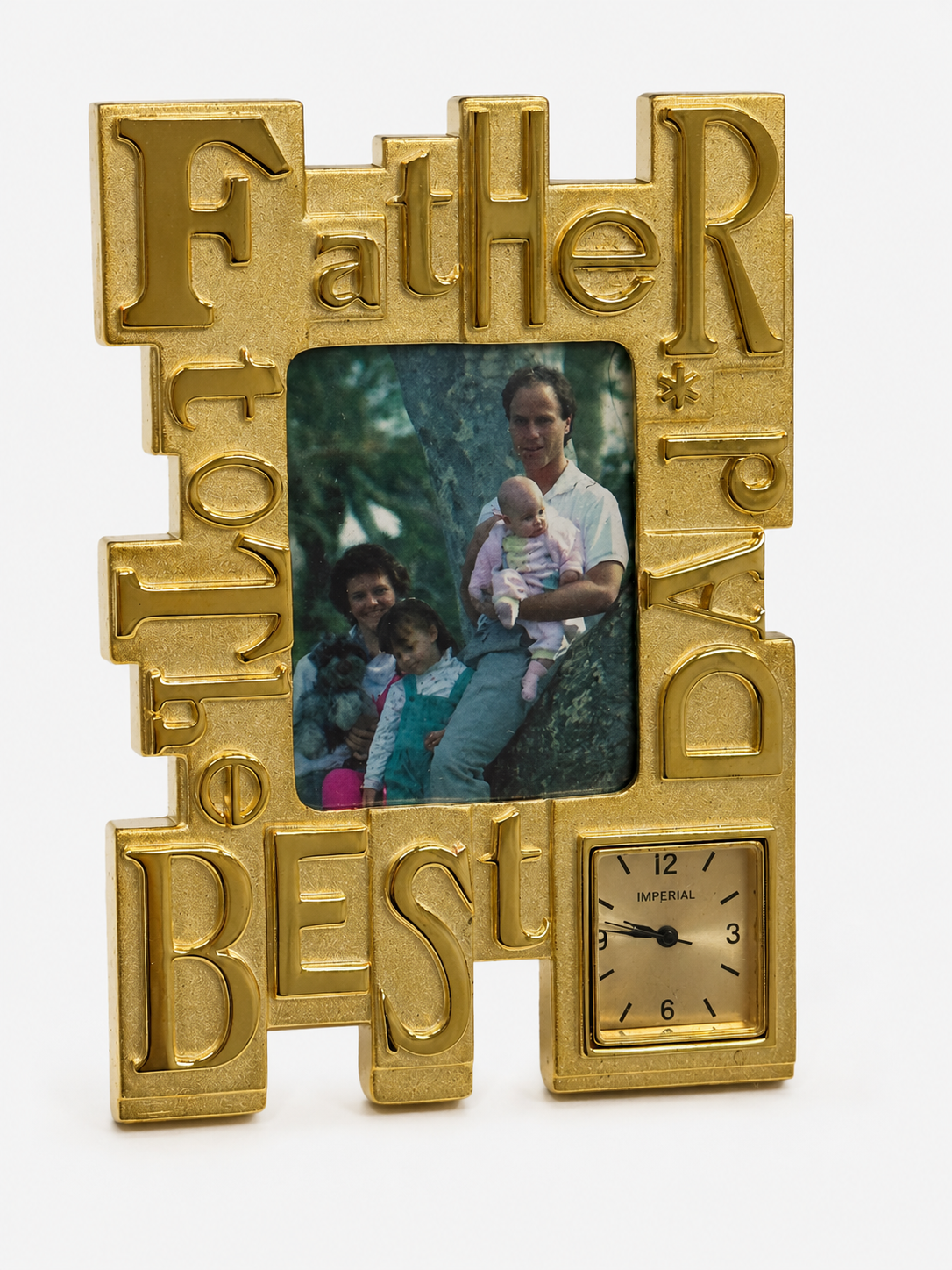 To The Best Father Miniature Clock & Photo Frame Gold Brand New