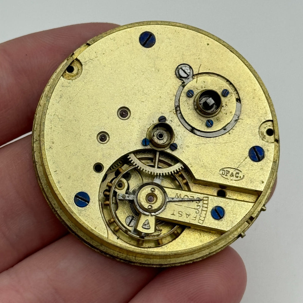 Antique Pocket Watch Movement Key Wound Dimier Freres & Cie D F & C Parts 45.3mm
