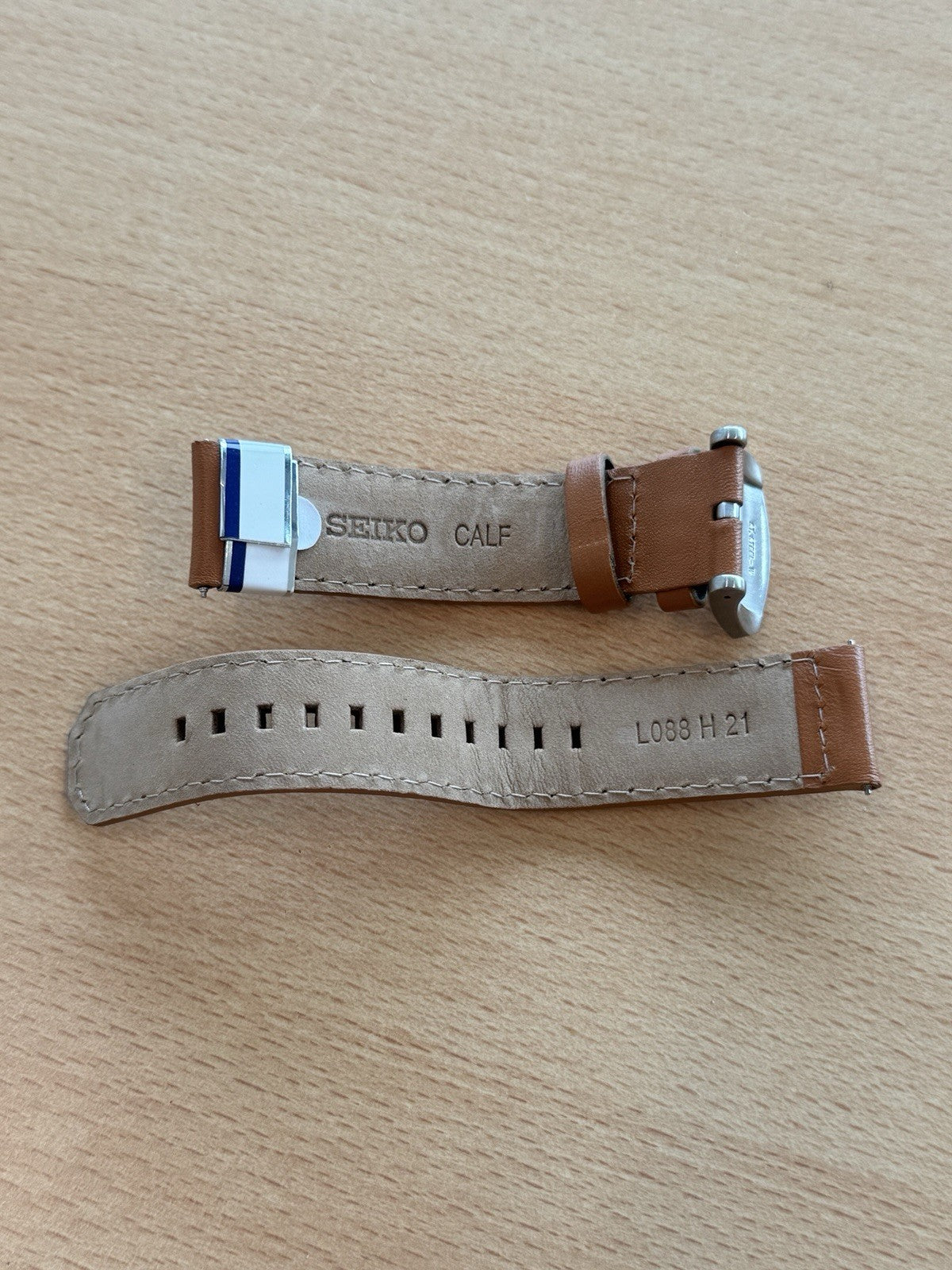 Seiko L088 H 21 Watch Strap - 21mm - Brown - Silver - For Seiko Prospex SSC081