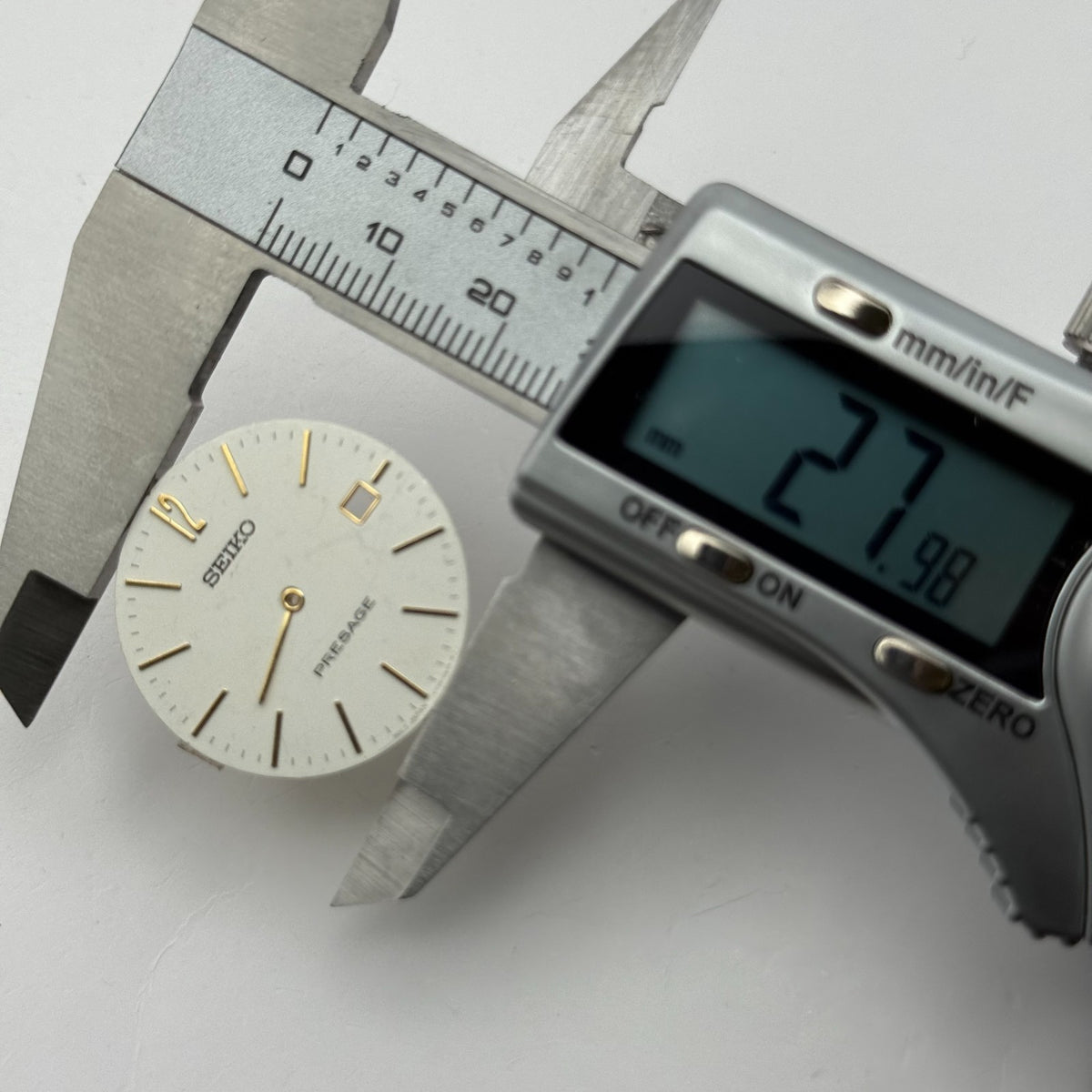Seiko Presage V739 Watch Dial White Japan Vintage Spare Parts Repair 27.9mm