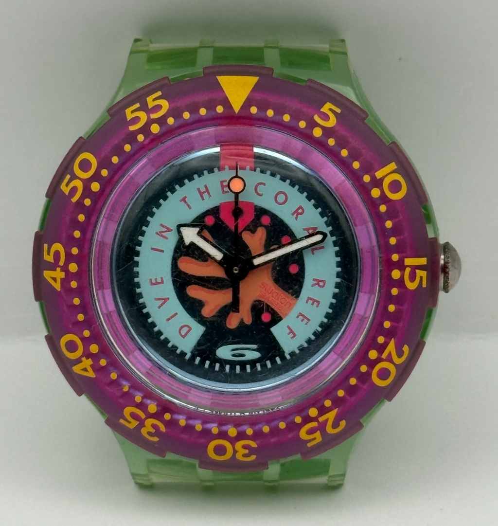 Vintage Swatch Scuba 200 Watch SDG102 Cherry Drops 1994 ETA Quartz 40mm Parts