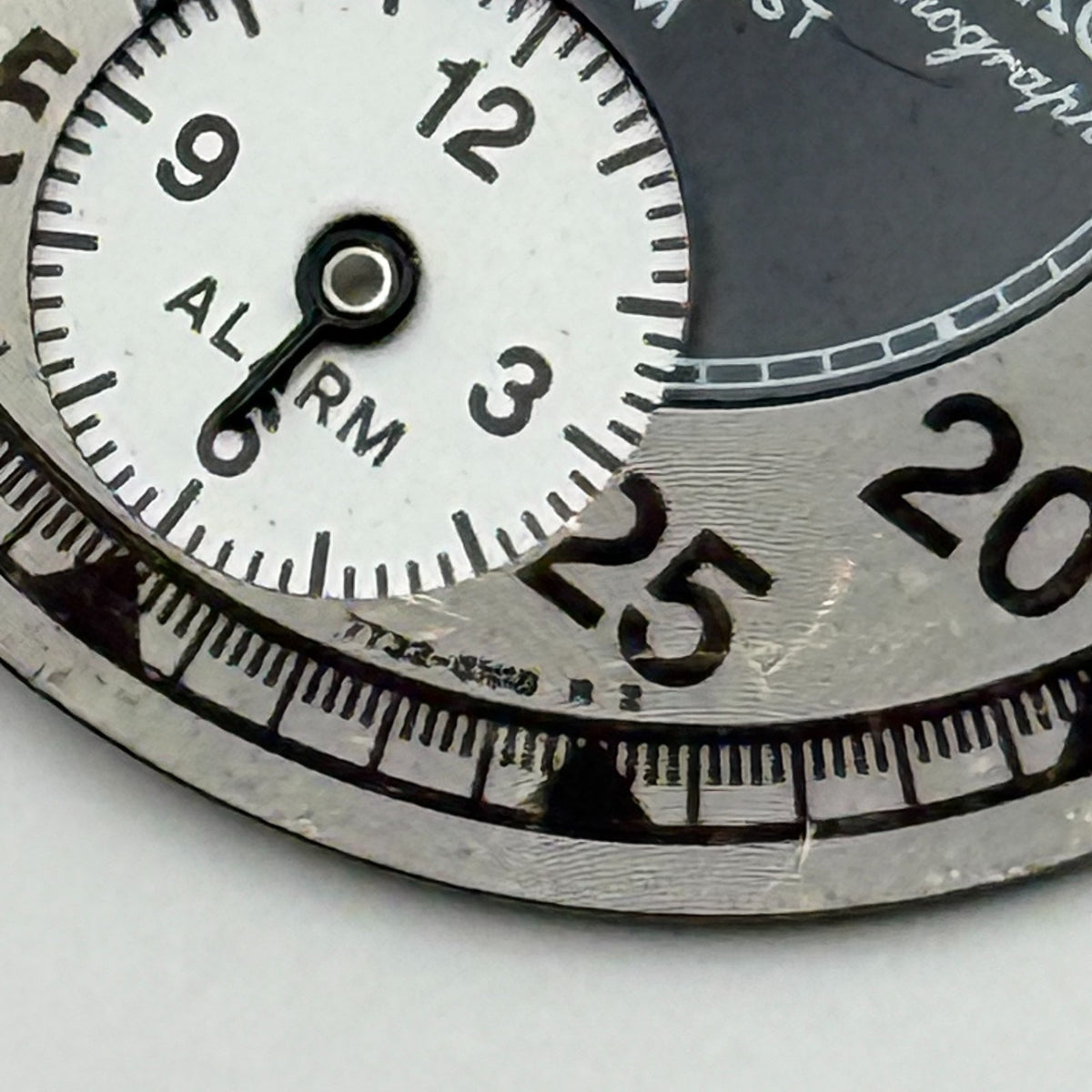 Seiko 7T32 Watch Dial Chronograph Alarm 50M Silver Grey Parts Repair 27.4mm