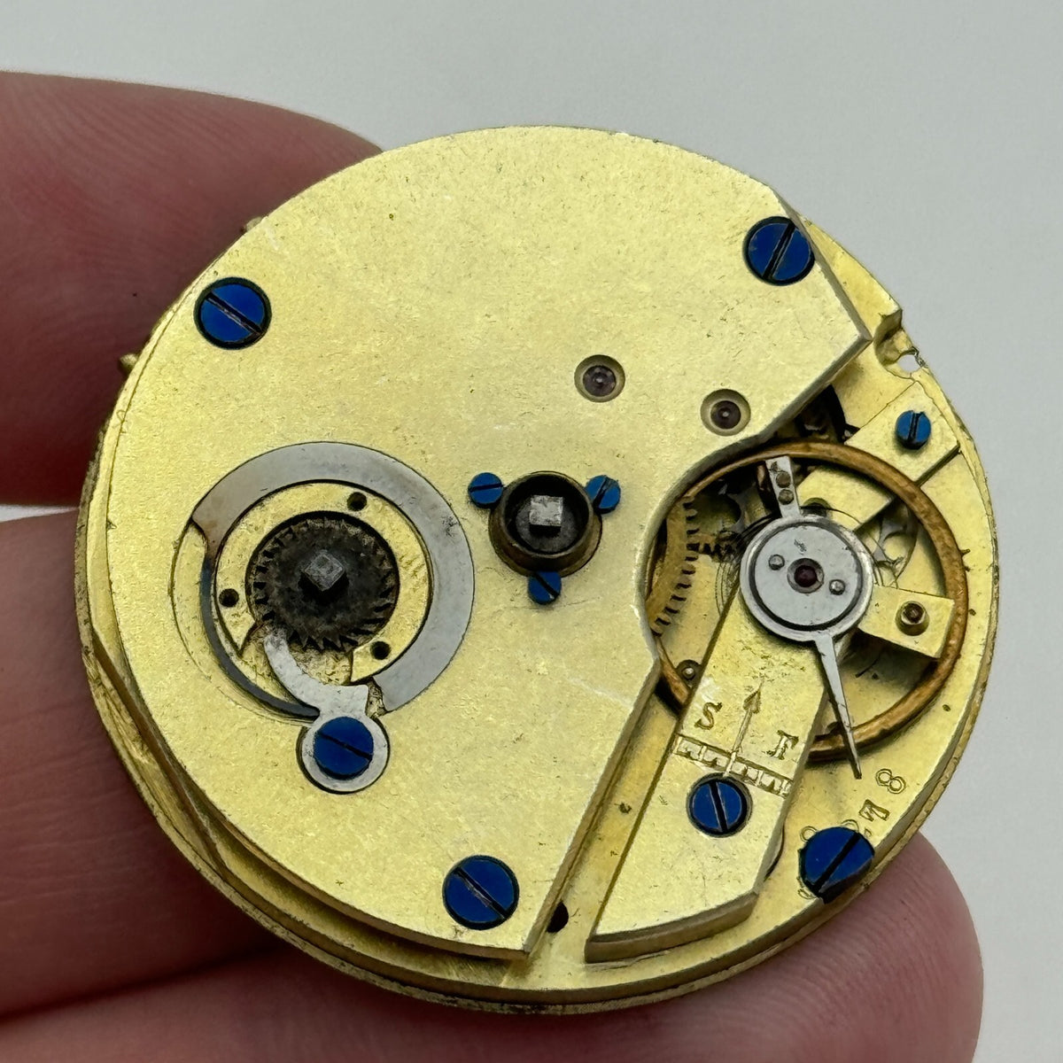 Unidentified Antique Key Wound Pocket Watch Movement PARTS REPAIR SPARES 36.3mm 
