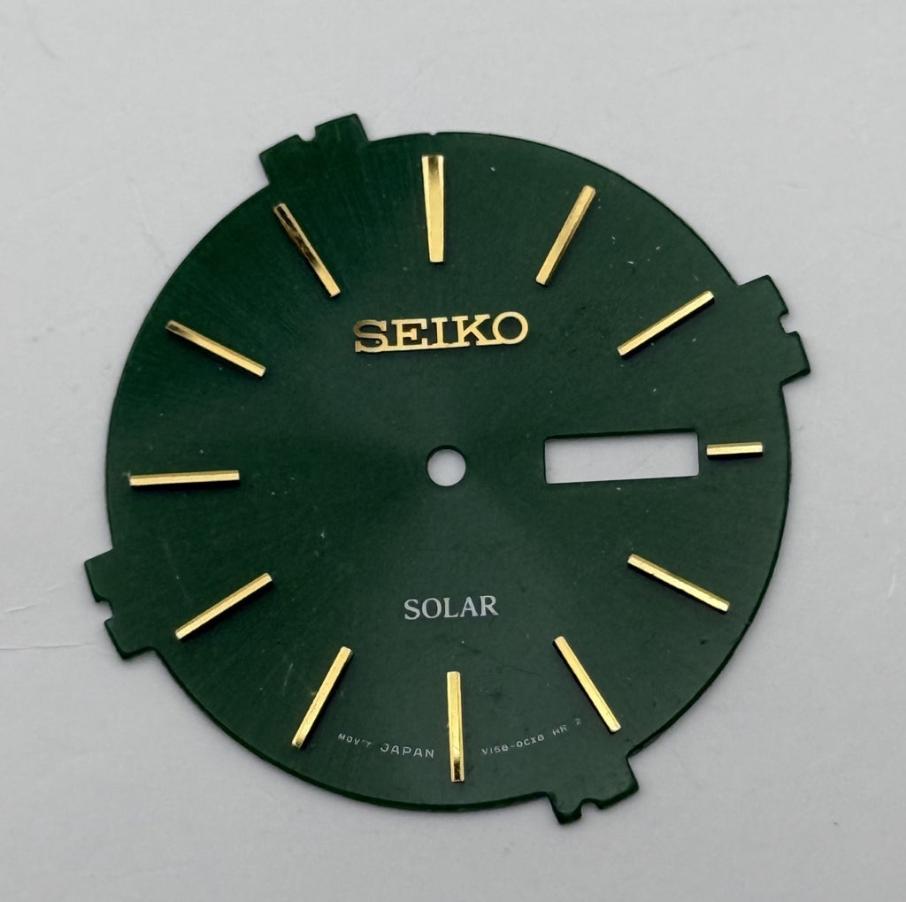 Seiko V158-0CX8 Watch Dial Solar Green Japan Vintage Spare Parts Repair 31.5mm