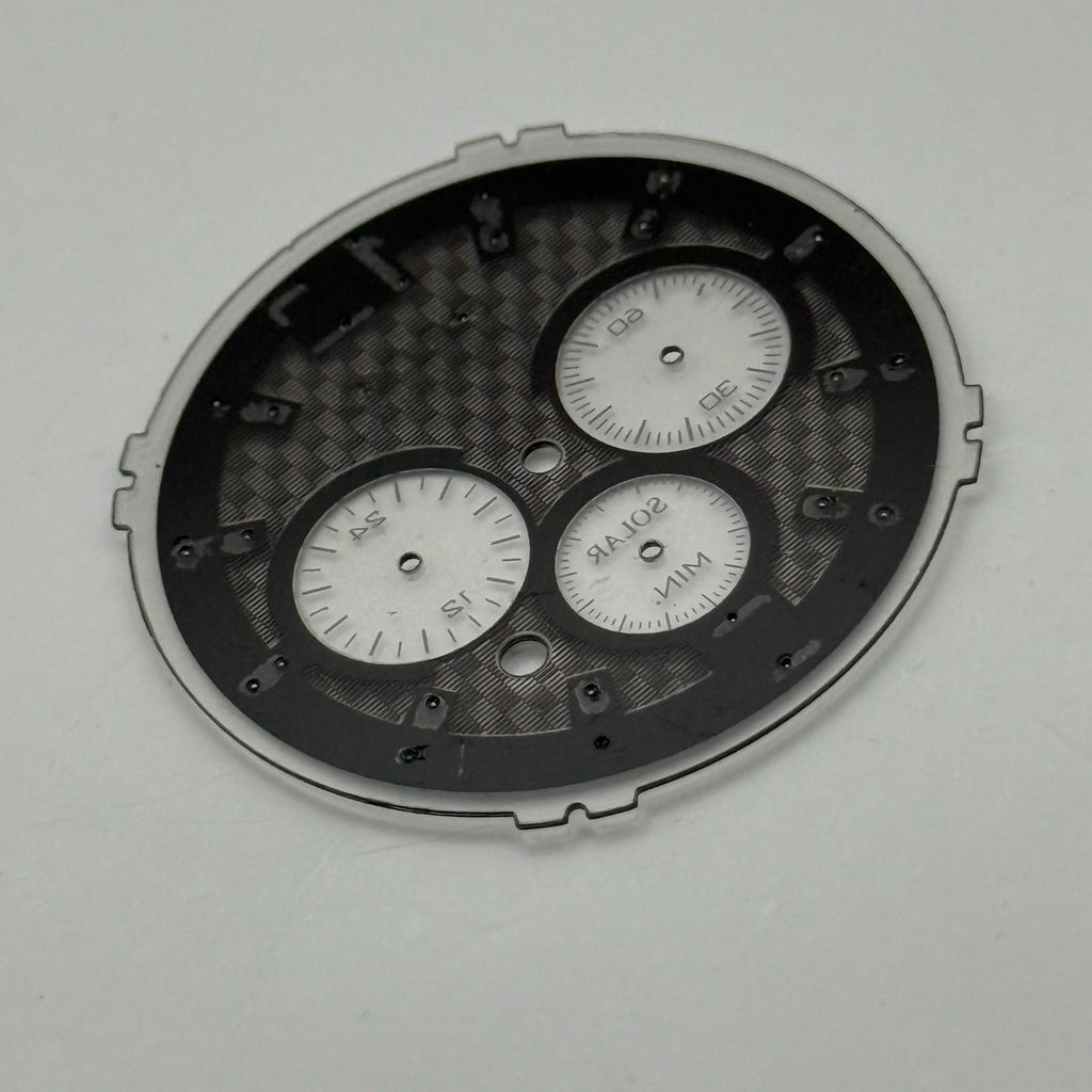 Seiko V175-0DY6 Watch Dial Chronograph Solar Black Spare Parts Repair 35.7mm