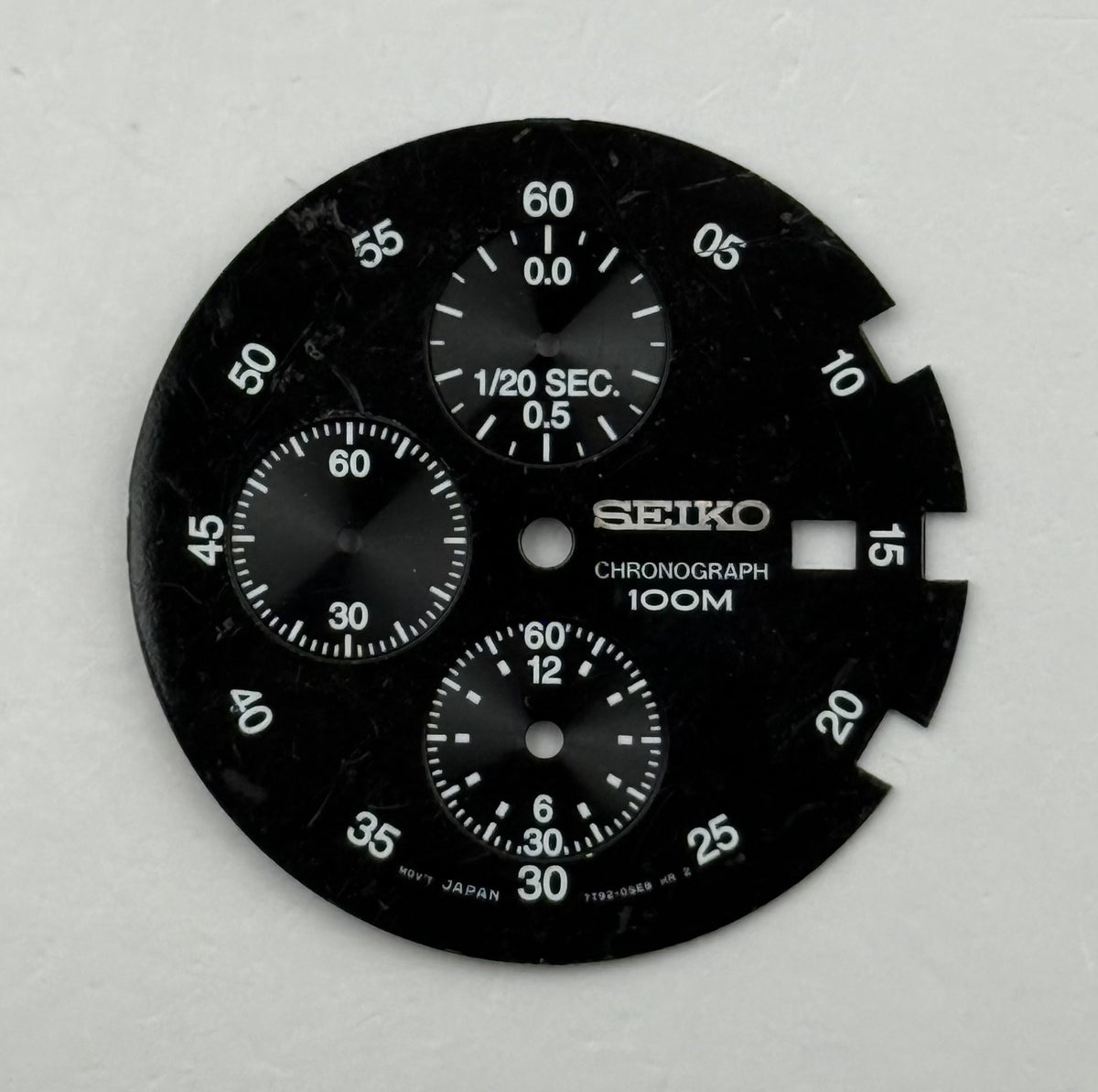 Seiko 7T92-0SE8 Watch Dial Chronograph 100M Black Japan Spare Parts Repair 31mm