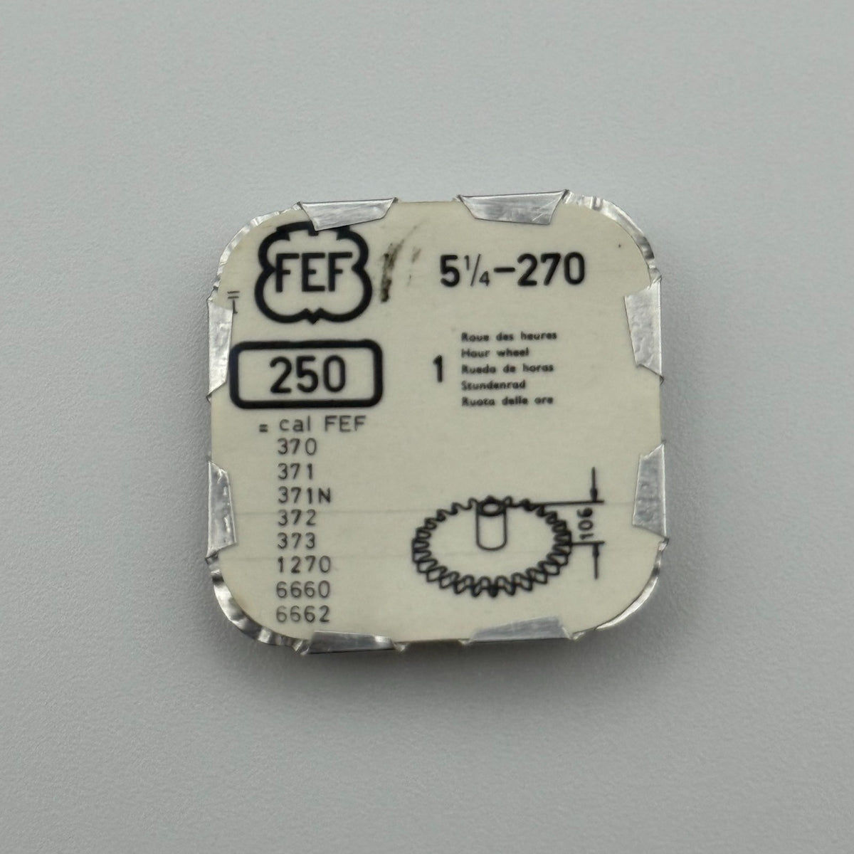 FEF 270 Hour Wheel - 5 1/4 - 250 - New Old Stock - Watch Parts