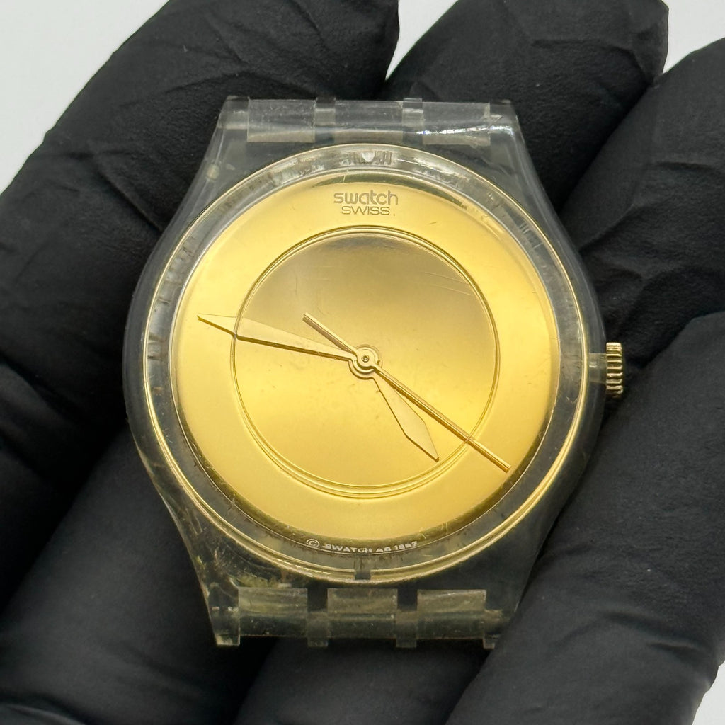 Vintage Swatch Jam Watch AG 1997 Gold Tone ETA Quartz Swiss 33mm Parts 