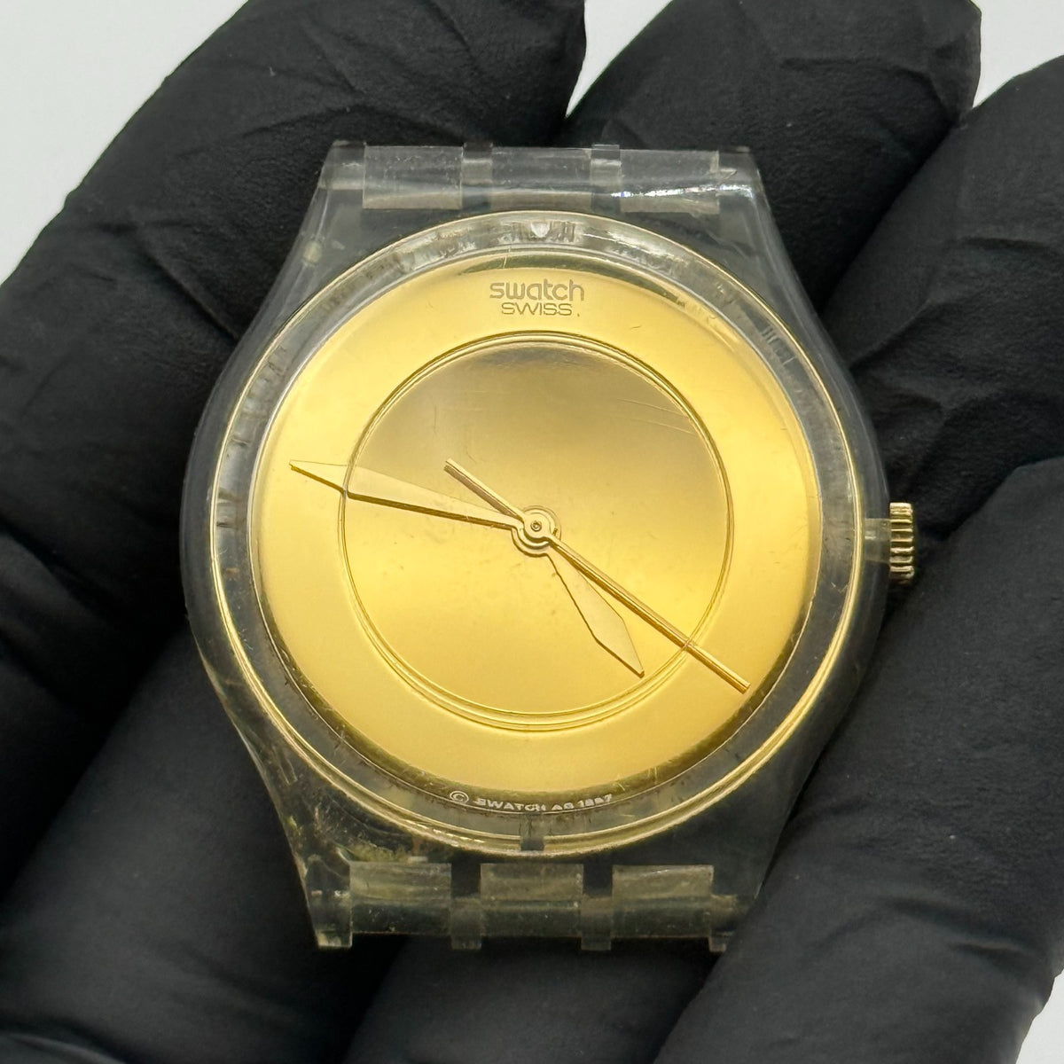 Vintage Swatch Jam Watch AG 1997 Gold Tone ETA Quartz Swiss 33mm Parts 