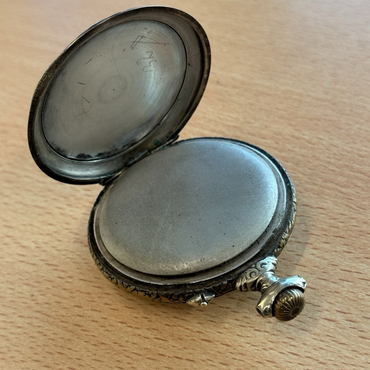 Systeme Roskopf Pocket Watch - Holy Freres Engraved Case Design - To Restore