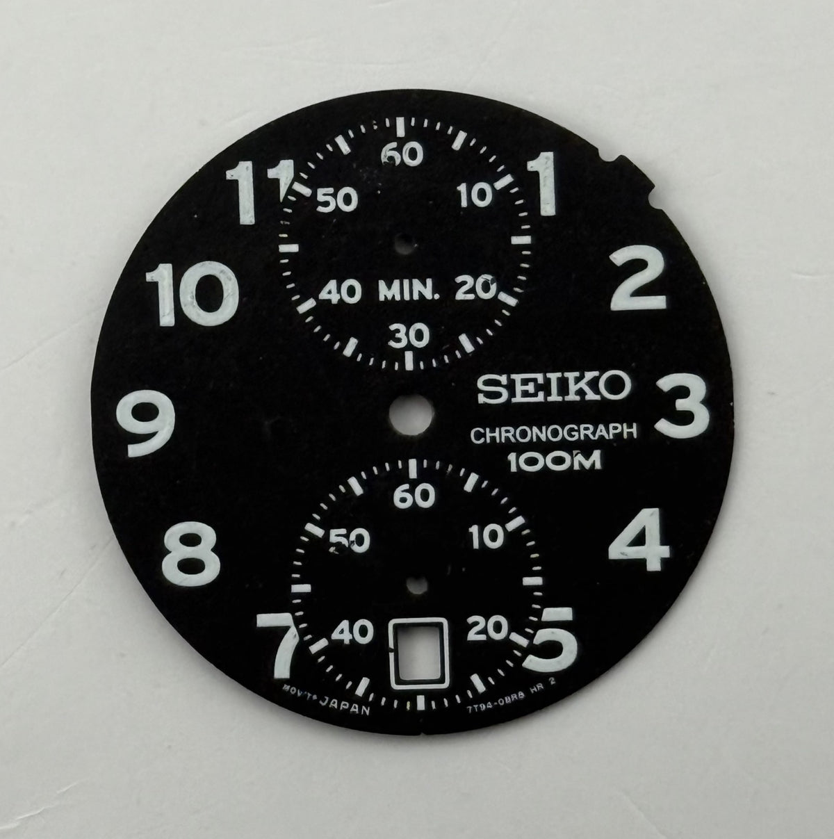 Seiko 7T94-0DR8 Watch Dial Chronograph 100M Black Spare Parts Repair 27.5mm