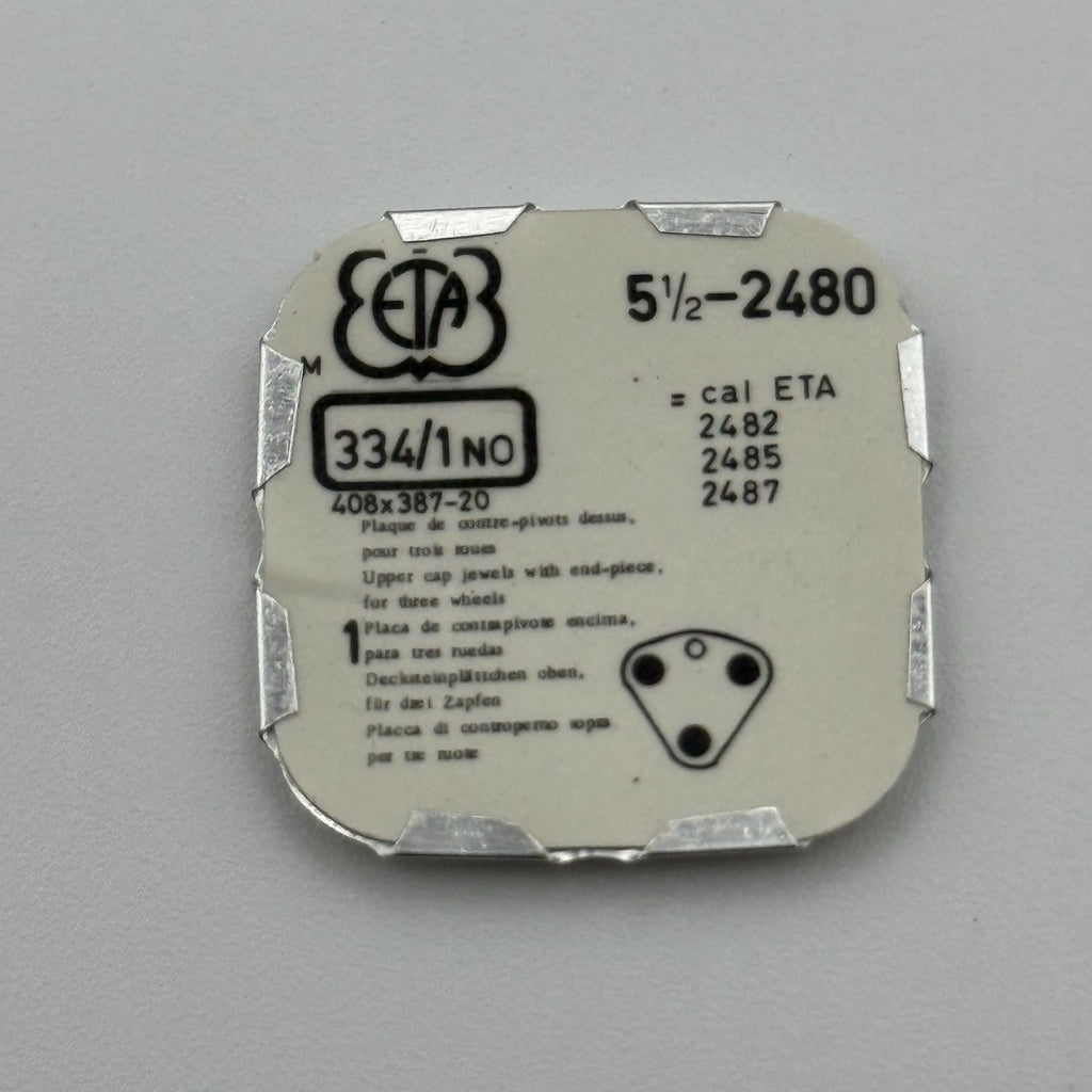 ETA 2480 Upper Cap Jewel With End Piece - 5 1/2 - 334/1 - NOS - Watch Parts