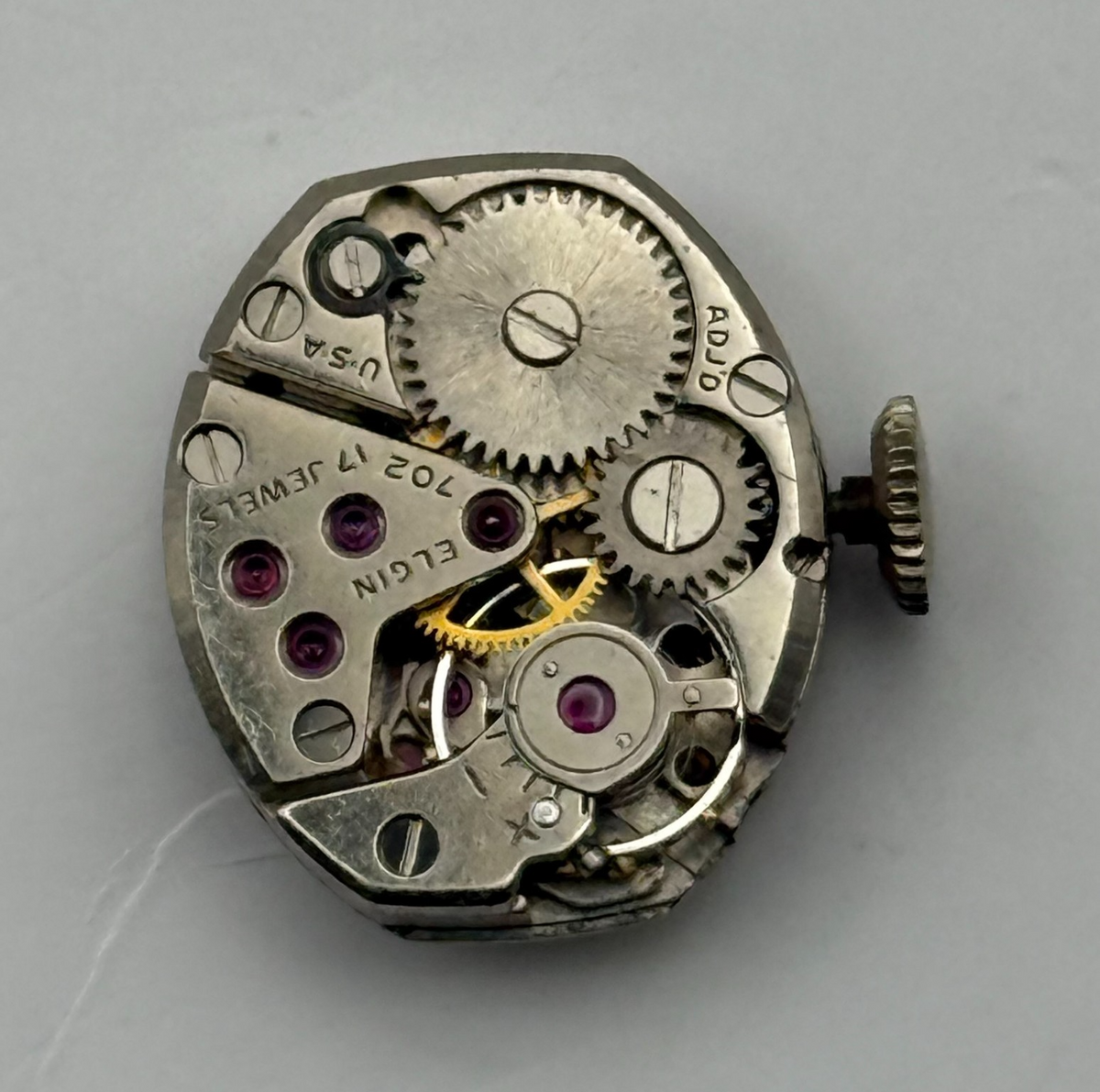 Elgin 702 Watch Movement 17 Jewels USA Manual Wind Vintage Parts Repair 13.2mm