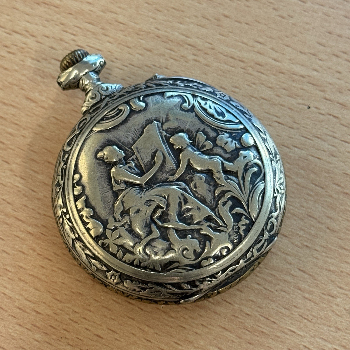 Systeme Roskopf Pocket Watch - Holy Freres Engraved Case Design - To Restore