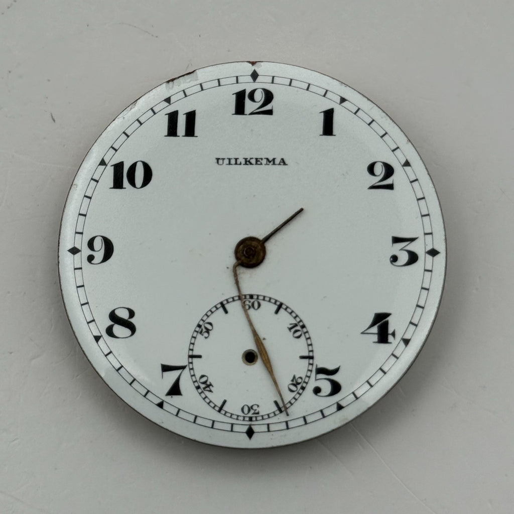 Uilkema Pocket Watch Movement Open Face Sub Seconds Vintage Parts Repair 38.9mm