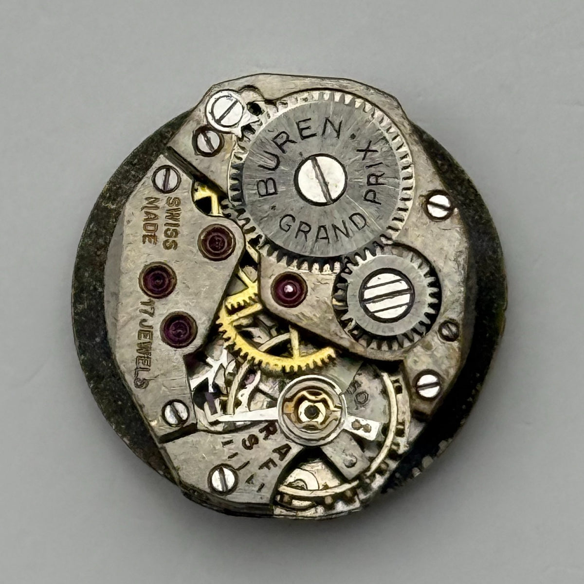 Buren 350 Watch Movement Grand Prix Swiss 17 Jewels Manual Wind Parts  15.2mm