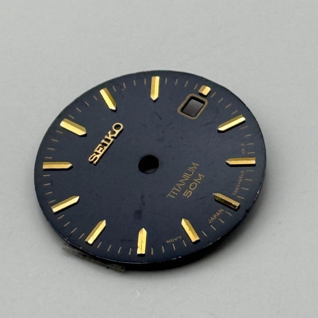 Seiko 7N82-0EL8 Watch Dial Titanium 50M Black Japan Spare Parts Repair 19.4mm