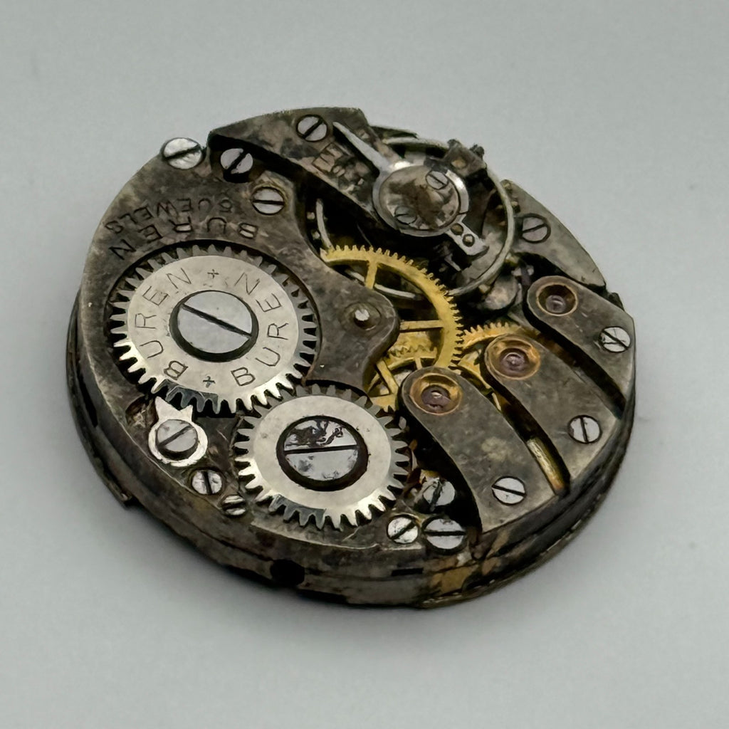 Buren 8 3/4 15 Jewels Watch Movement - For Parts / Repair - 19.7mm