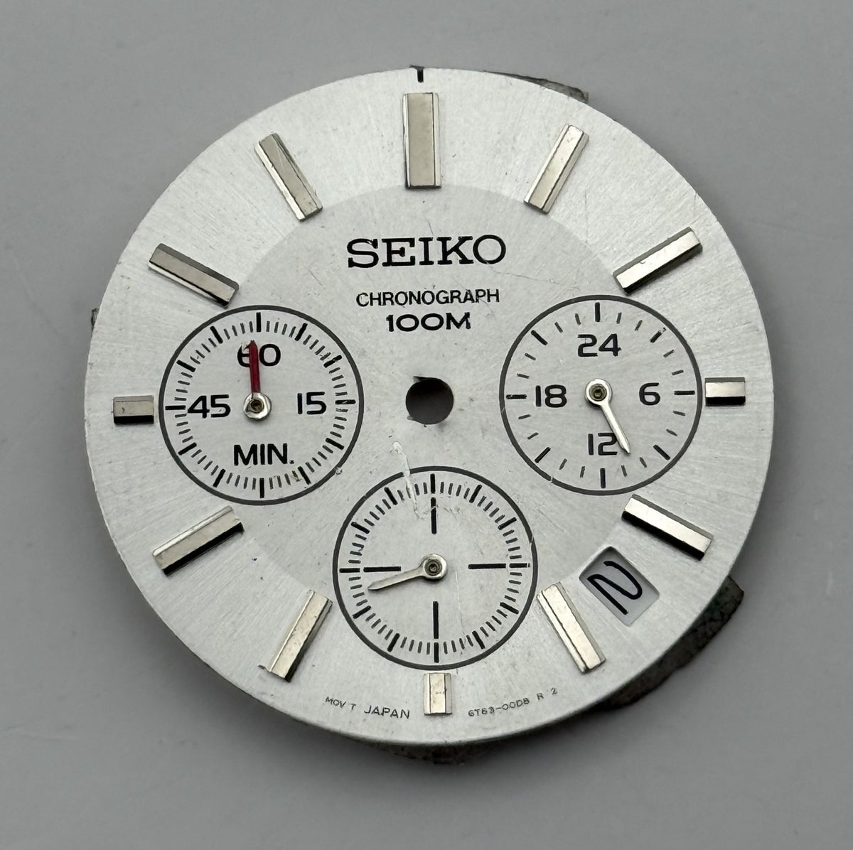 Seiko 6T63-00D8 Watch Dial Chronograph 100M Japan Spare Parts Repair 30.4mm