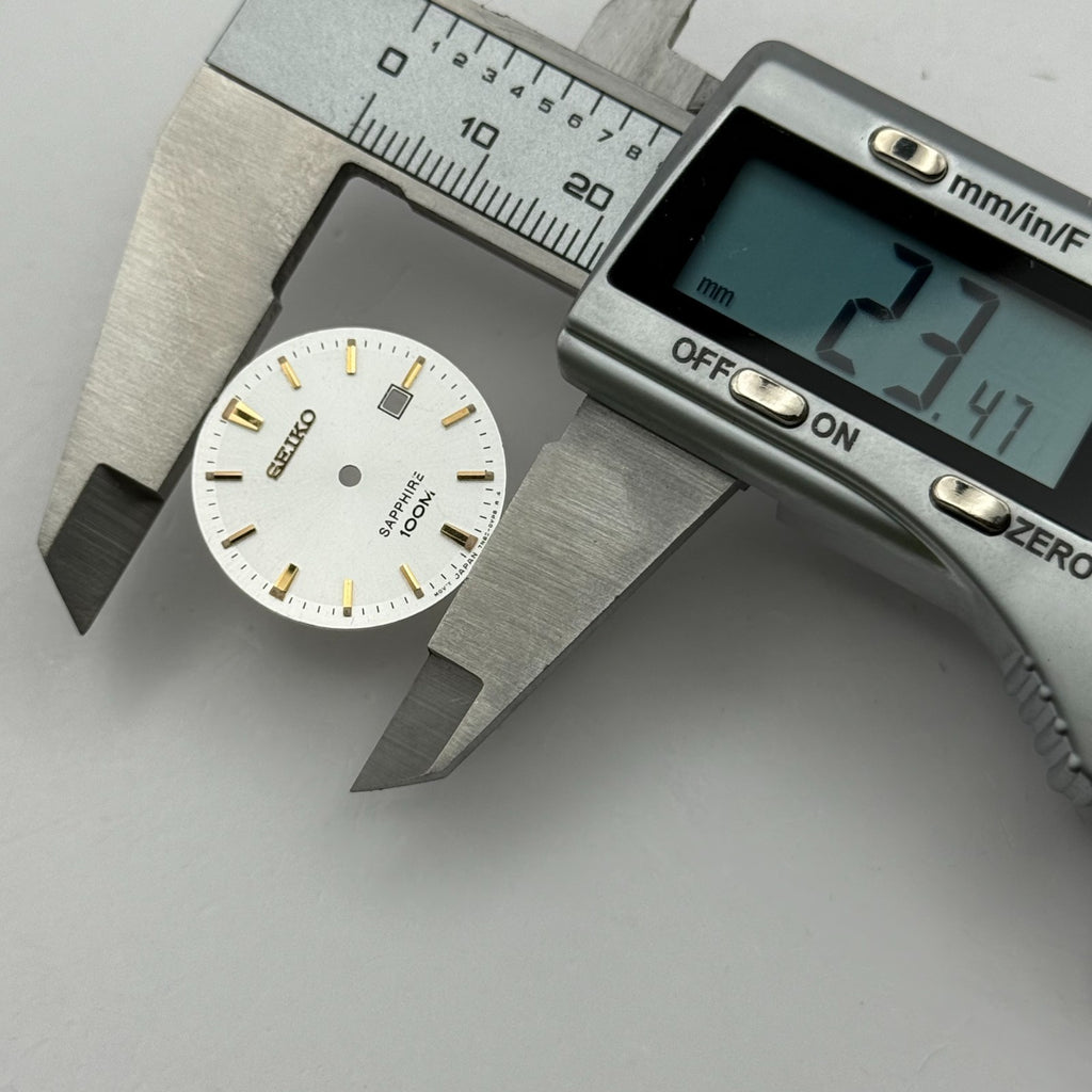 Seiko 7N82-0VP8 Watch Dial Sapphire 100M Silver Japan Spare Parts Repair 23.4mm