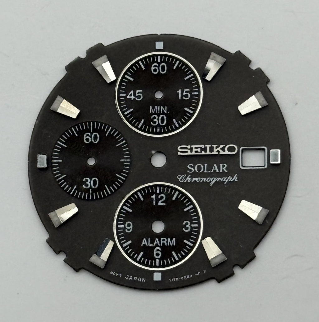 Seiko VI72-0AE8 Watch Dial Solar Chronograph Alarm Spare Parts Repair 28.1mm