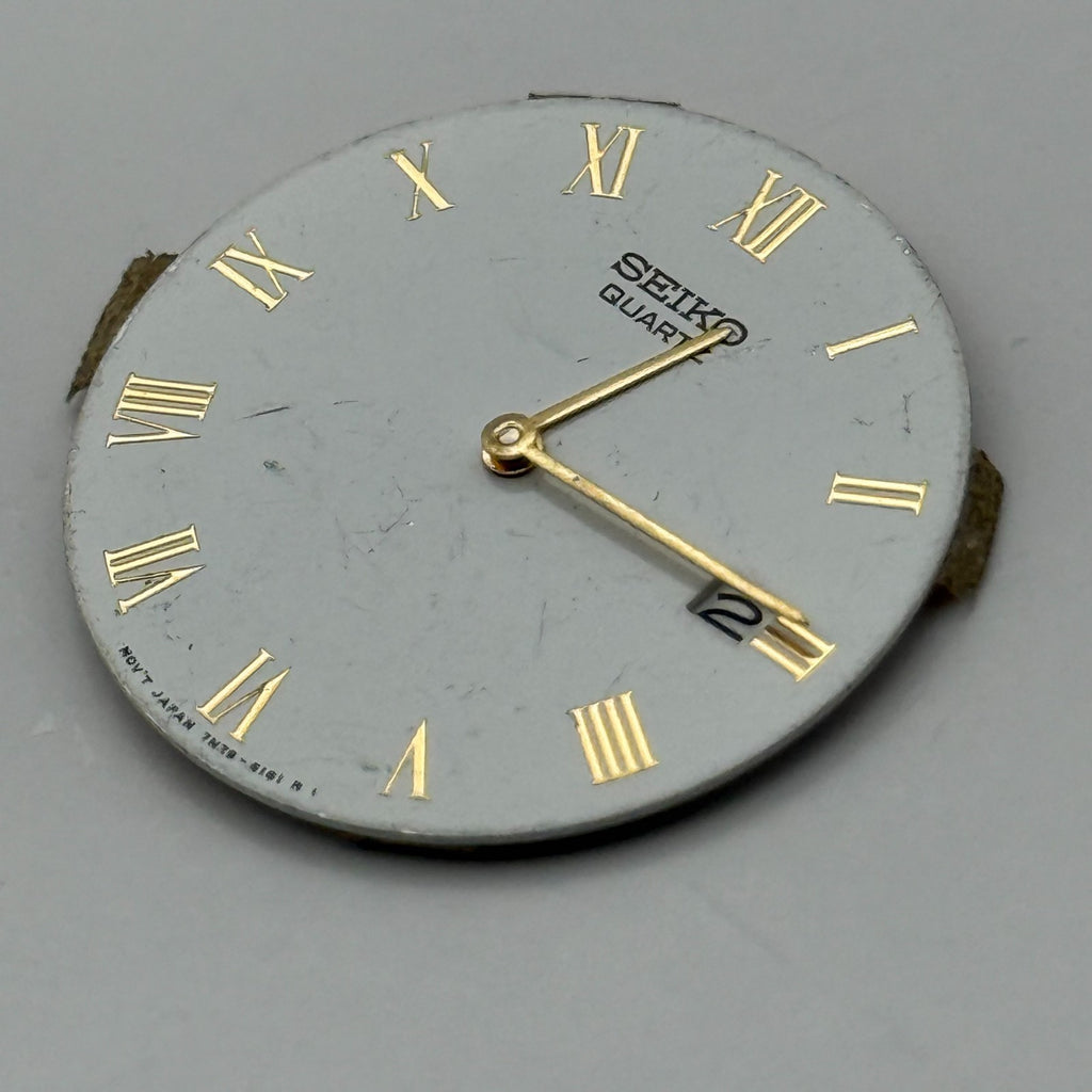 Seiko 7N20-6161 Watch Dial White Japan Vintage Spare Parts Repair 26.4mm