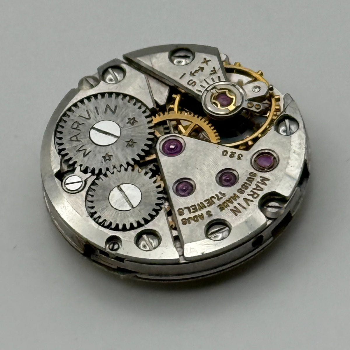 Marvin 320 Watch Movement 17 Jewels 3 ADJS Swiss Manual Wind Parts Repair 19.7mm