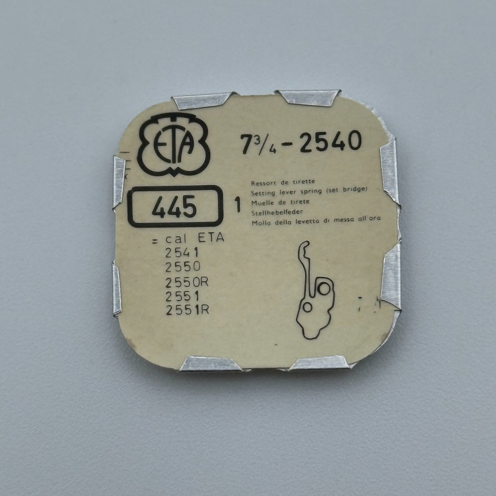ETA 2540 Setting Lever Spring - 7 3/4 - 445 - New Old Stock - Watch Parts
