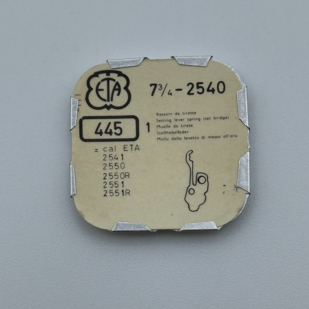 ETA 2540 Setting Lever Spring - 7 3/4 - 445 - New Old Stock - Watch Parts