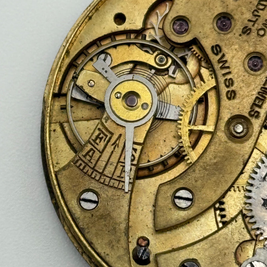 Swiss Lever Pocket Watch Movement - Tissot 18''' Hunter - Parts / Repair 41.4mm