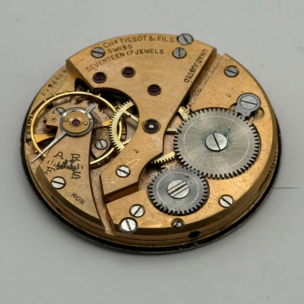 Tissot 38.2 Pocket Watch Movement Open Face 17 Jewels Sub Seconds Parts 38.2mm