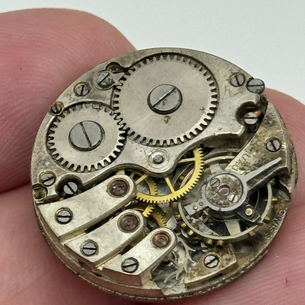 Unidentified Watch Movement Bullseye Dial Manual Wind 23.7mm Parts Repair