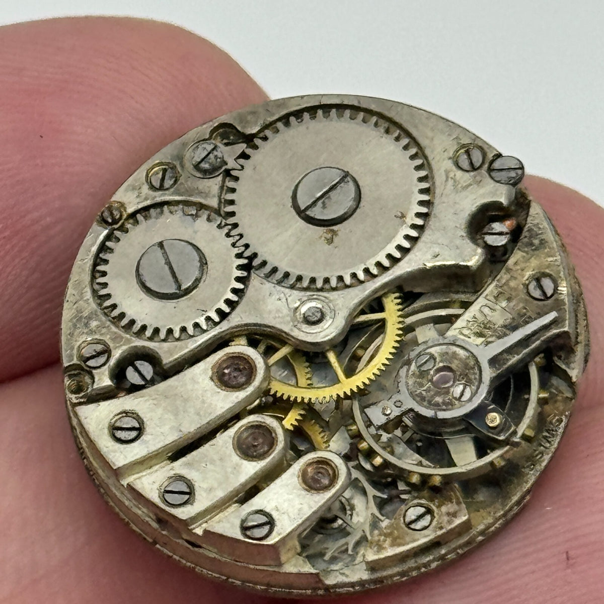 Unidentified Watch Movement Bullseye Dial Manual Wind 23.7mm Parts Repair