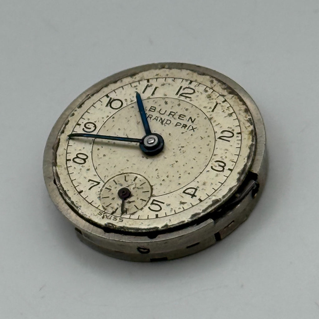Buren 337 Watch Movement Buren Grand Prix 15 Jewels Swiss Parts Repair 19.3mm