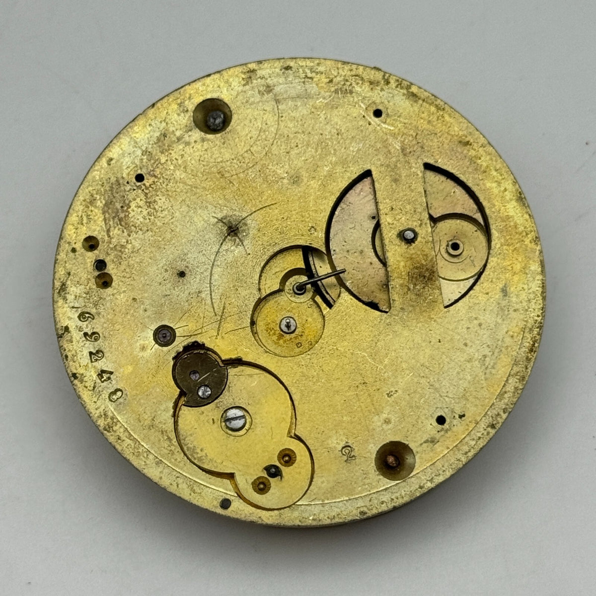 Antique Pocket Watch Movement Key Wound Muret Geneve Parts Repair Spares 47.6mm