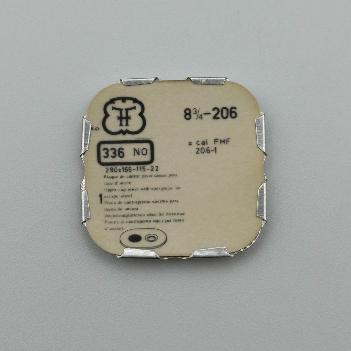 FHF 206 Upper Cap Jewel With End Piece - 8 3/4 - 336 - NOS - Watch Parts