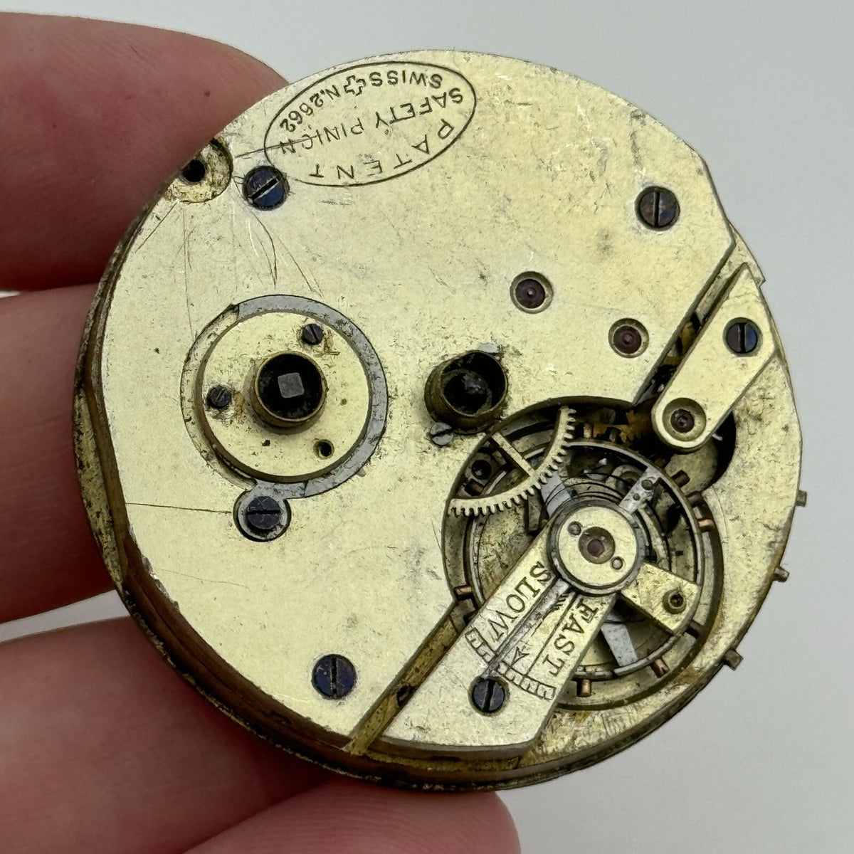 Antique Pocket Watch Movement Henry E Peck Patent 2622 Safety Pinion Part 45.1mm