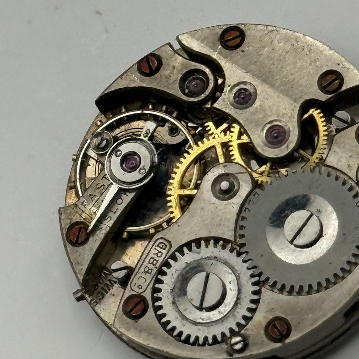 GRB & Co Trench Watch Movement - Roman Numerals - For Parts / Repair - 24.8mm