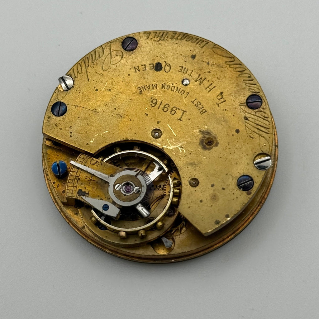 English Lever Pocket Watch Movement - J.W. Benson Ludgate - Parts/Repair 41.2mm