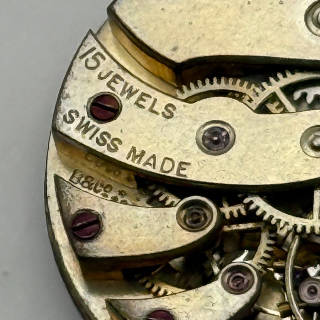 Longines 10.85N Watch Movement Red 12 B&Co 15 Jewels Manual Wind Parts 22.8mm