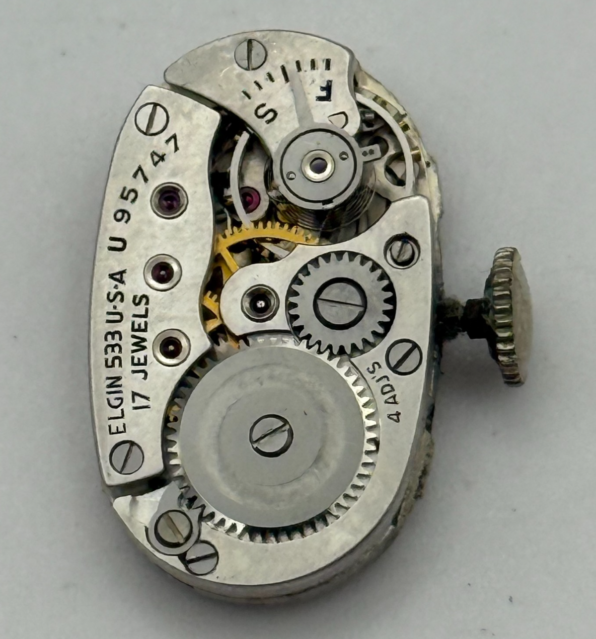 Elgin De Luxe Grade 533 Model 2 Watch Movement - 1947 21/0s - For Parts / Repair