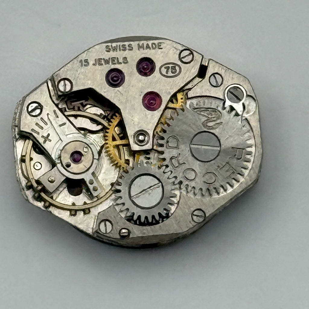 Record 75 Watch Movement Josmar 15 Jewels Swiss Manual Wind Parts Repair 15.2mm