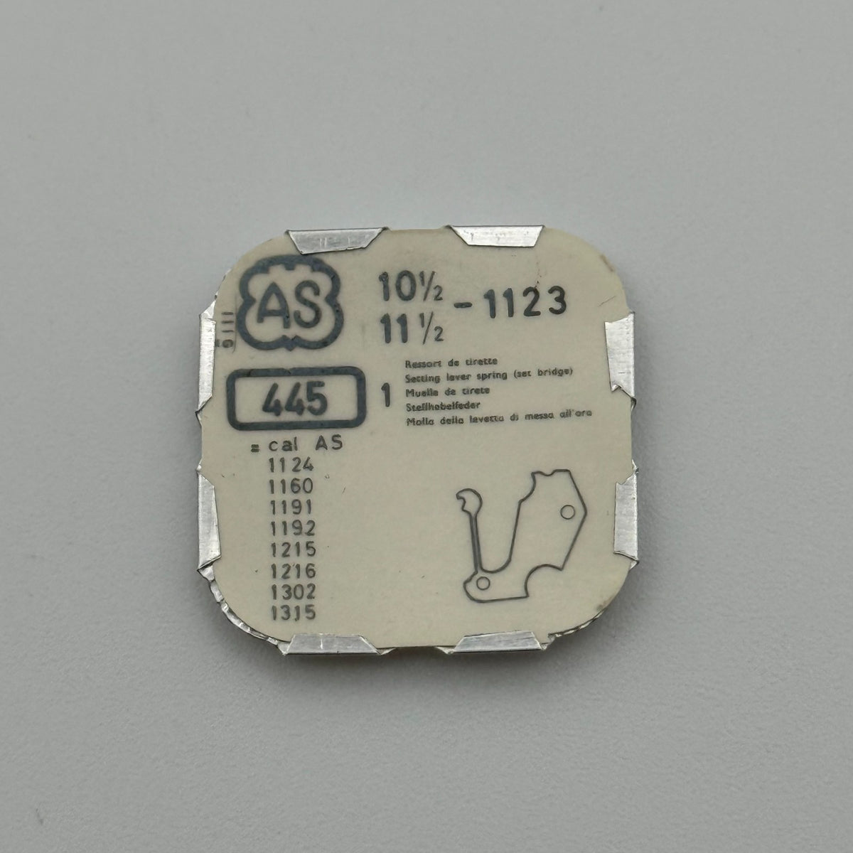 AS 1123 Setting Lever Spring - 10 1/2-11 1/2 - 445 - New Old Stock - Watch Parts