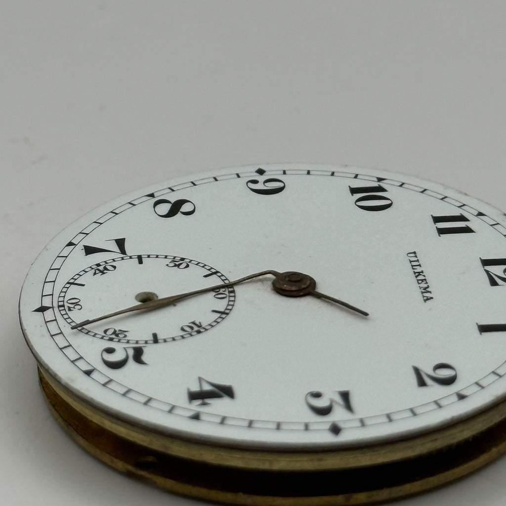 Uilkema Pocket Watch Movement Open Face Sub Seconds Vintage Parts Repair 38.9mm